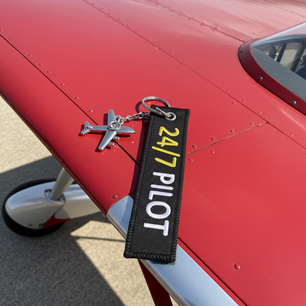 24/7 Pilot Schlüsselanhänger mit kleinem Flugzeug
