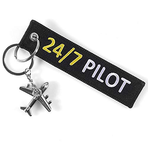 24/7 Pilot Schlüsselanhänger mit kleinem Flugzeug