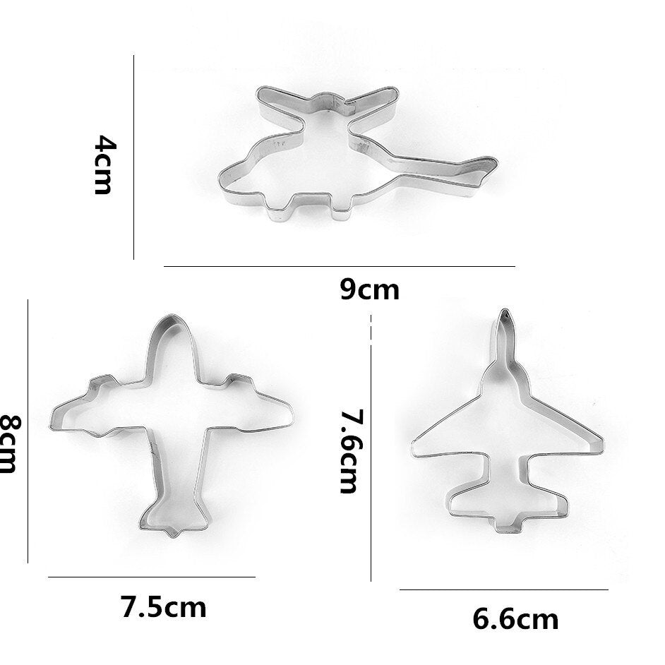 3 teiliges Set Ausstecher Flugzeug & Helikopter